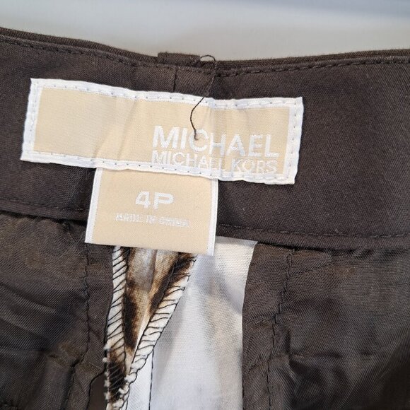 MICHAEL Michael Kors Brown Animal Print Pants Size 4P - Picture 9 of 10